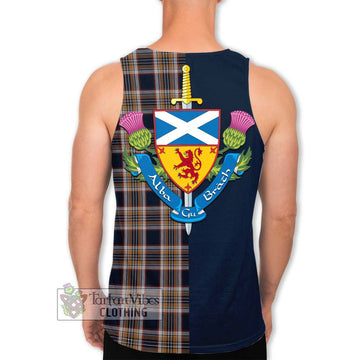 Stewart Navy Tartan Men's Tank Top Alba with Scottish Lion Royal Arm Half Style