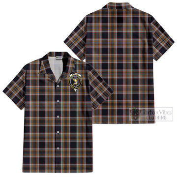 Stewart Navy Tartan Cotton Hawaiian Shirt with Family Crest