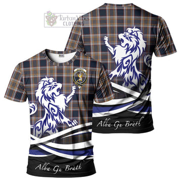 Stewart Navy Tartan Cotton T-shirt with Alba Gu Brath Regal Lion Emblem