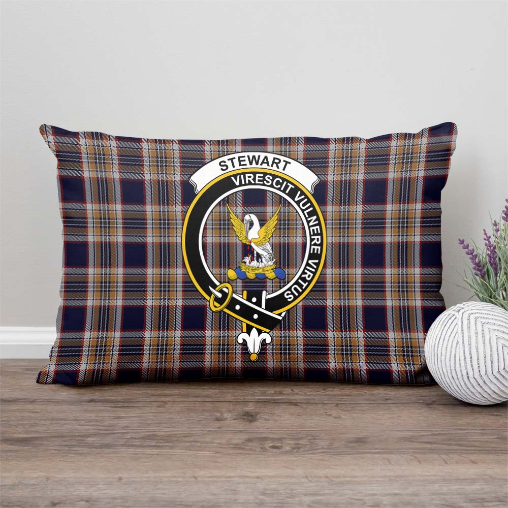 Stewart Navy Tartan Pillow Cover with Family Crest Rectangle Pillow Cover - Tartanvibesclothing