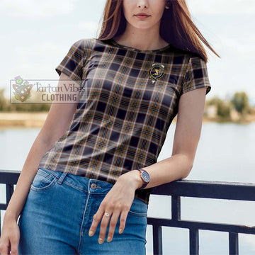 Stewart Navy Tartan Cotton T-Shirt with Family Crest