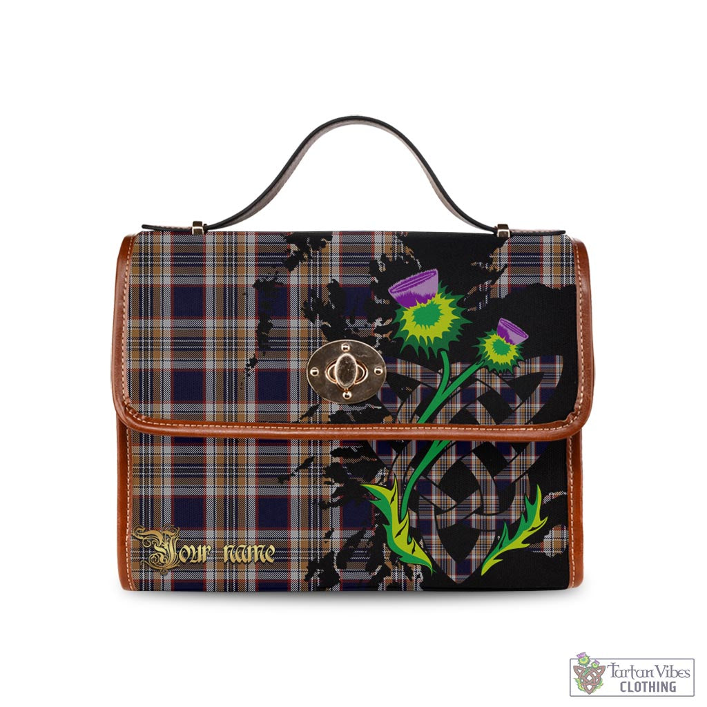 Tartan Vibes Clothing Stewart Navy Tartan Waterproof Canvas Bag with Scotland Map and Thistle Celtic Accents