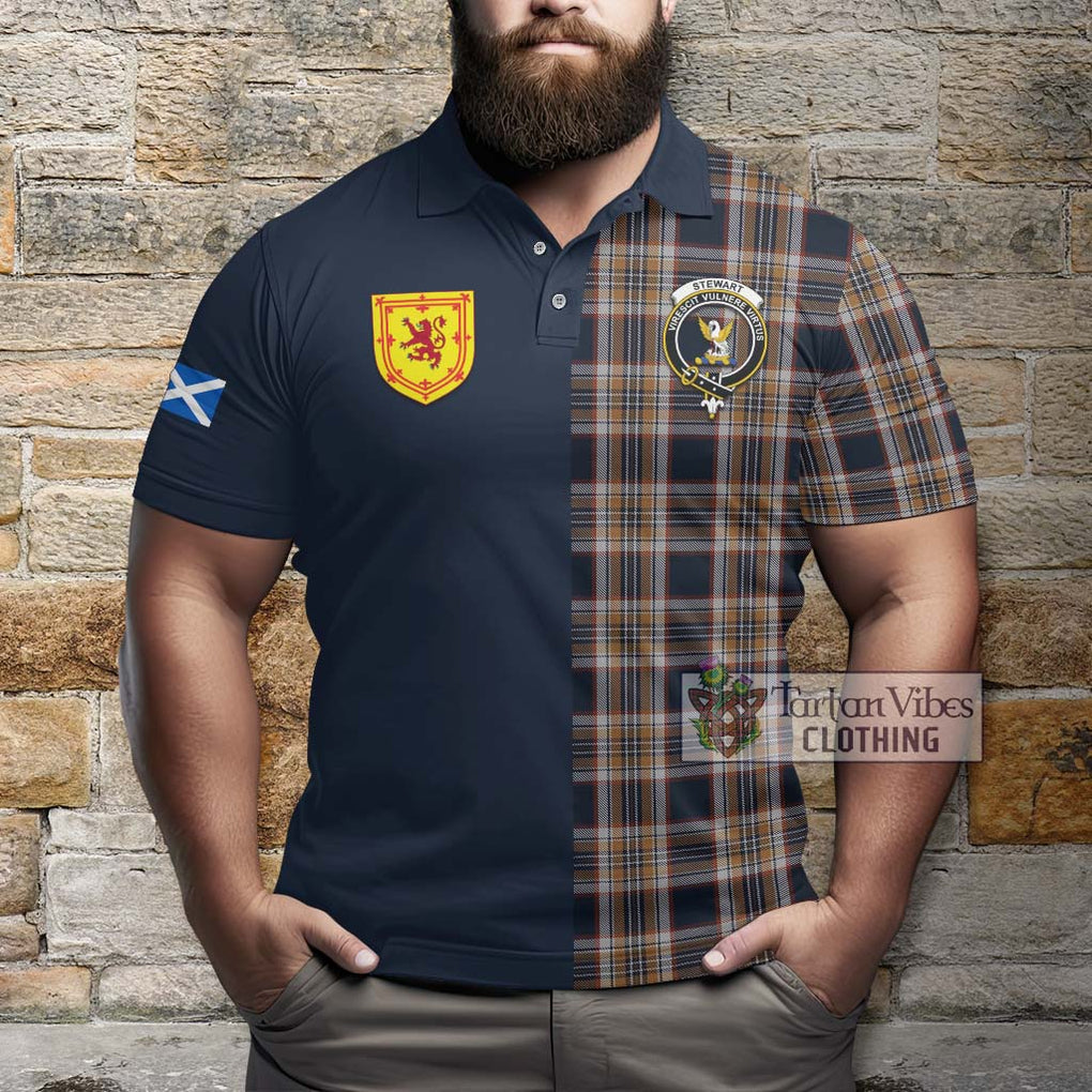 Tartan Vibes Clothing Stewart Navy Tartan Polo Shirt with Scottish Lion Royal Arm Half Style