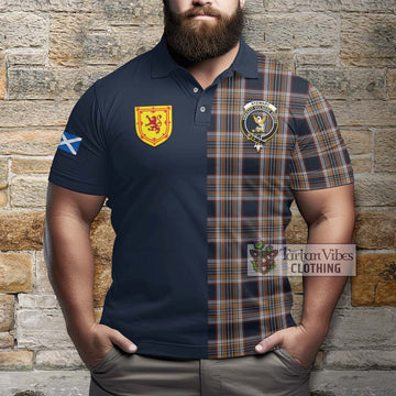 Stewart Navy Tartan Polo Shirt Alba with Scottish Lion Royal Arm Half Style