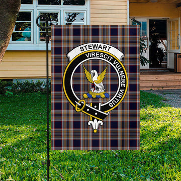 Stewart Navy Tartan Flag with Family Crest