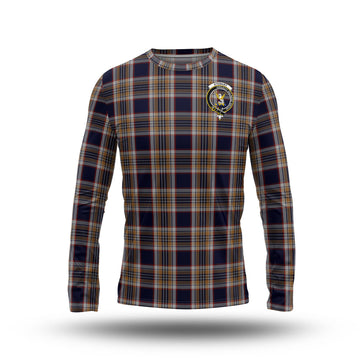 Stewart Navy Tartan Long Sleeve T-Shirt with Family Crest