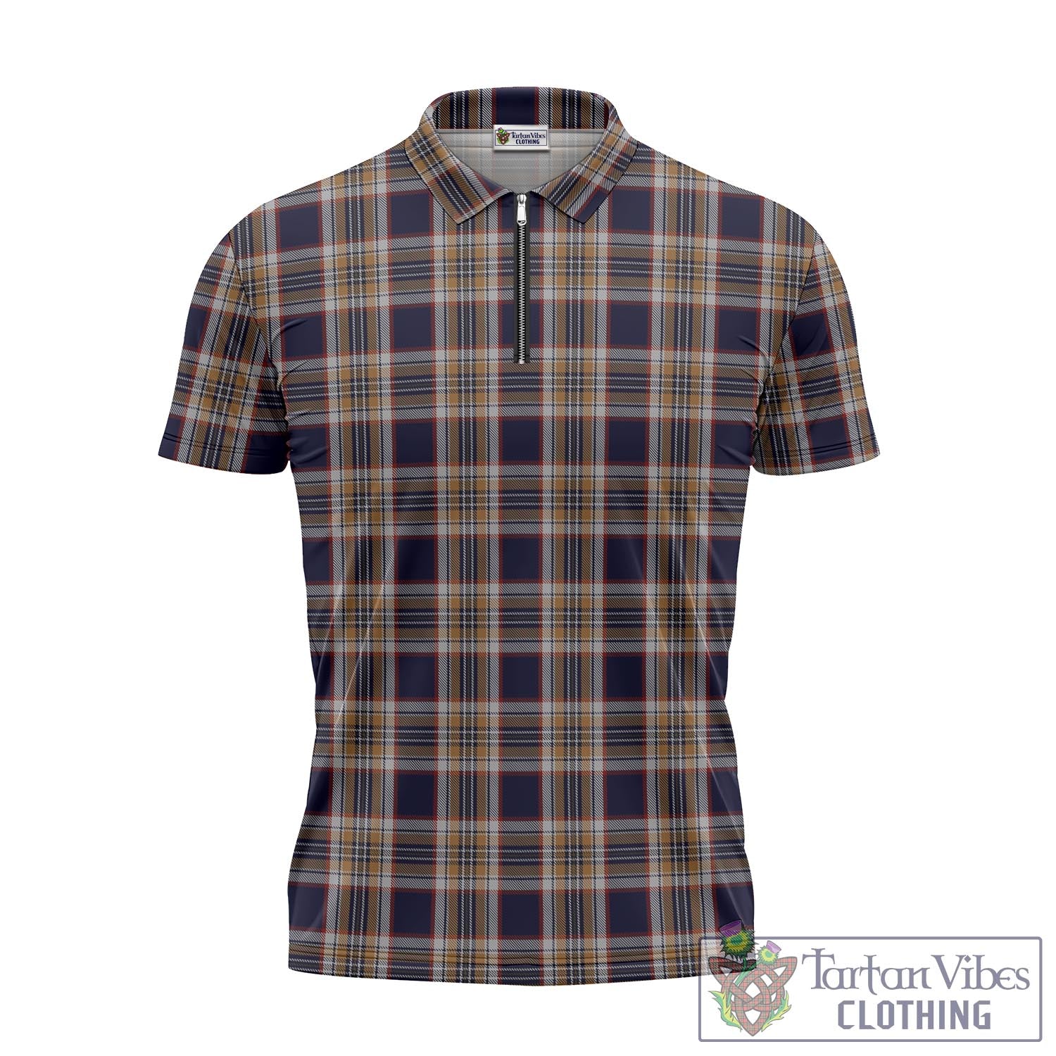 Tartan Vibes Clothing Stewart Navy Tartan Zipper Polo Shirt