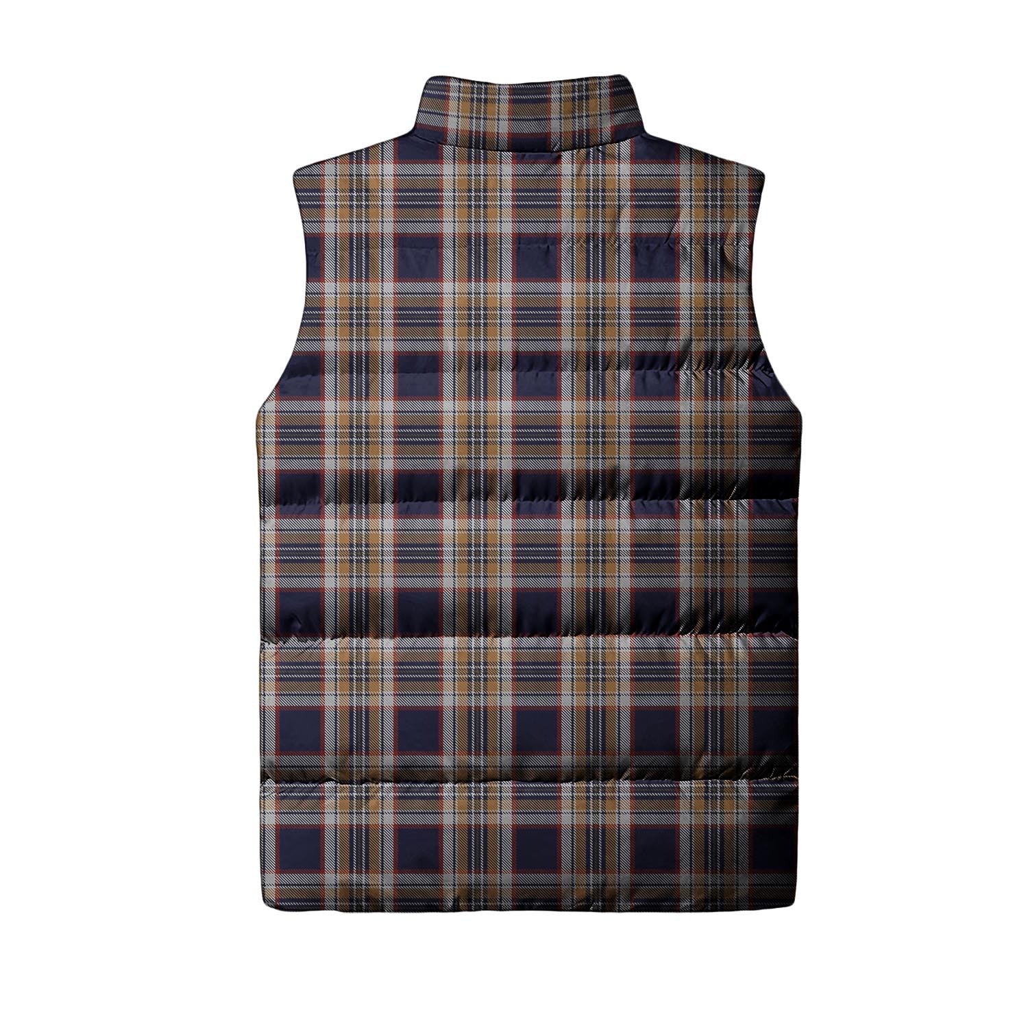 Stewart Navy Tartan Sleeveless Puffer Jacket with Family Crest - Tartanvibesclothing