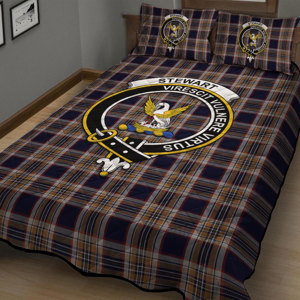 Stewart Navy Tartan Quilt Bed Set with Family Crest - Tartan Vibes Clothing