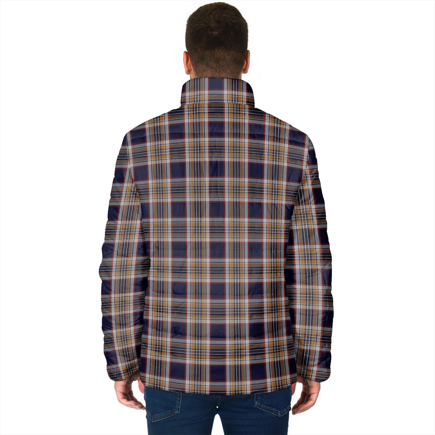 Stewart Navy Tartan Padded Jacket with Family Crest - Tartan Vibes Clothing