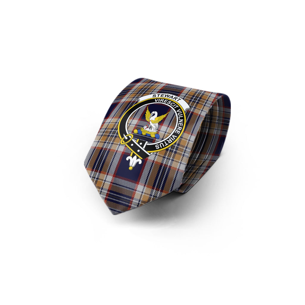 Stewart Navy Tartan Classic Necktie with Family Crest - Tartan Vibes Clothing