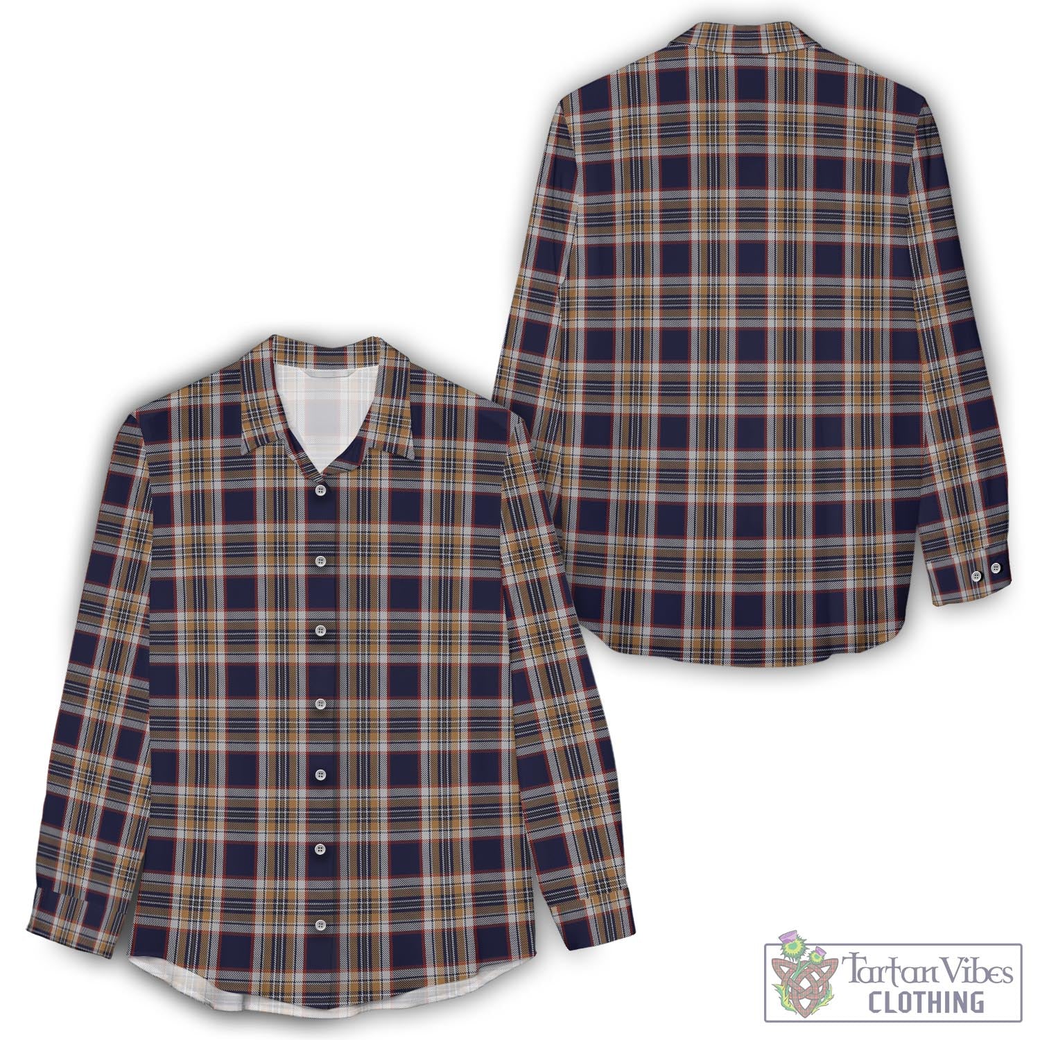 Stewart Navy Tartan Womens Casual Shirt