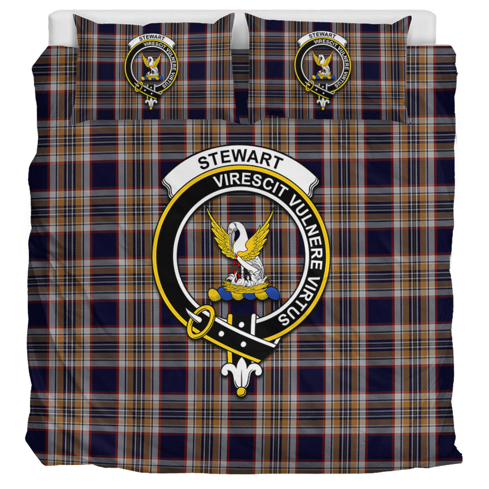 Stewart Navy Tartan Bedding Set with Family Crest UK Bedding Set UK Super King 104*94 inch - Tartan Vibes Clothing