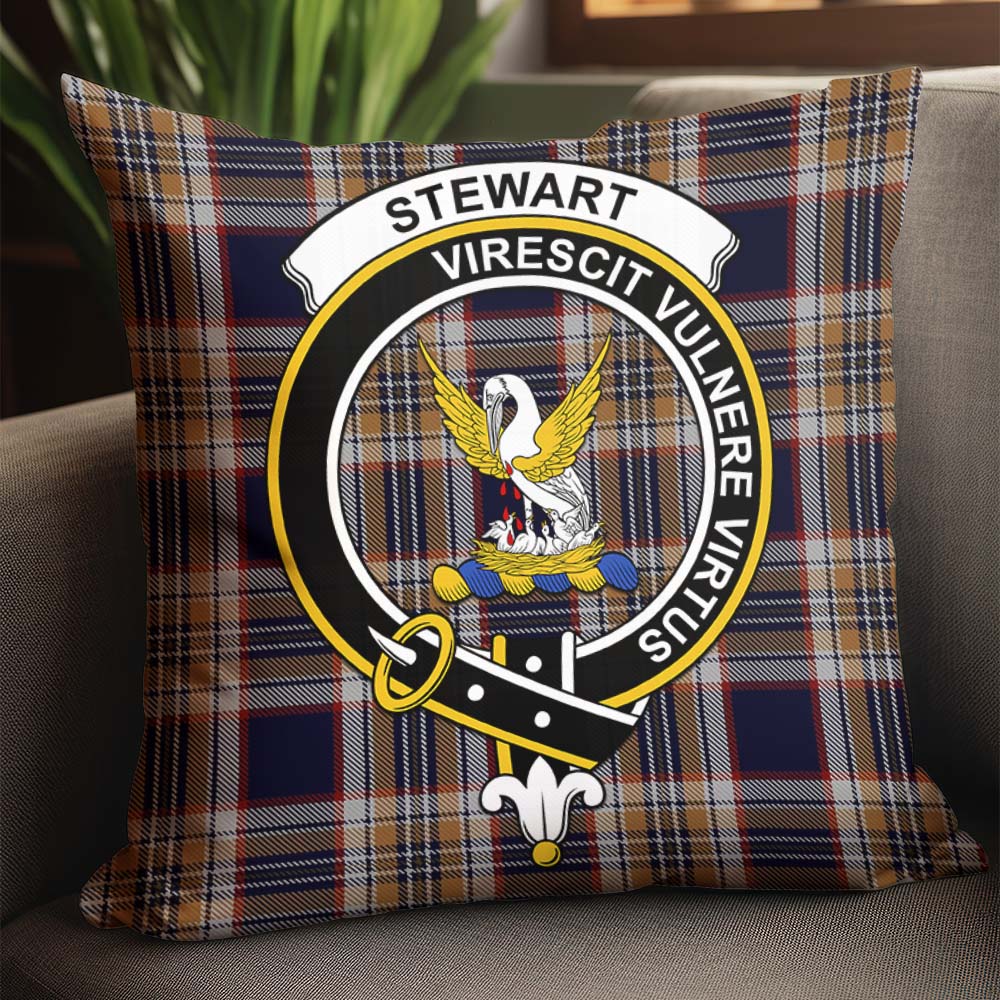 Stewart Navy Tartan Pillow Cover with Family Crest - Tartanvibesclothing