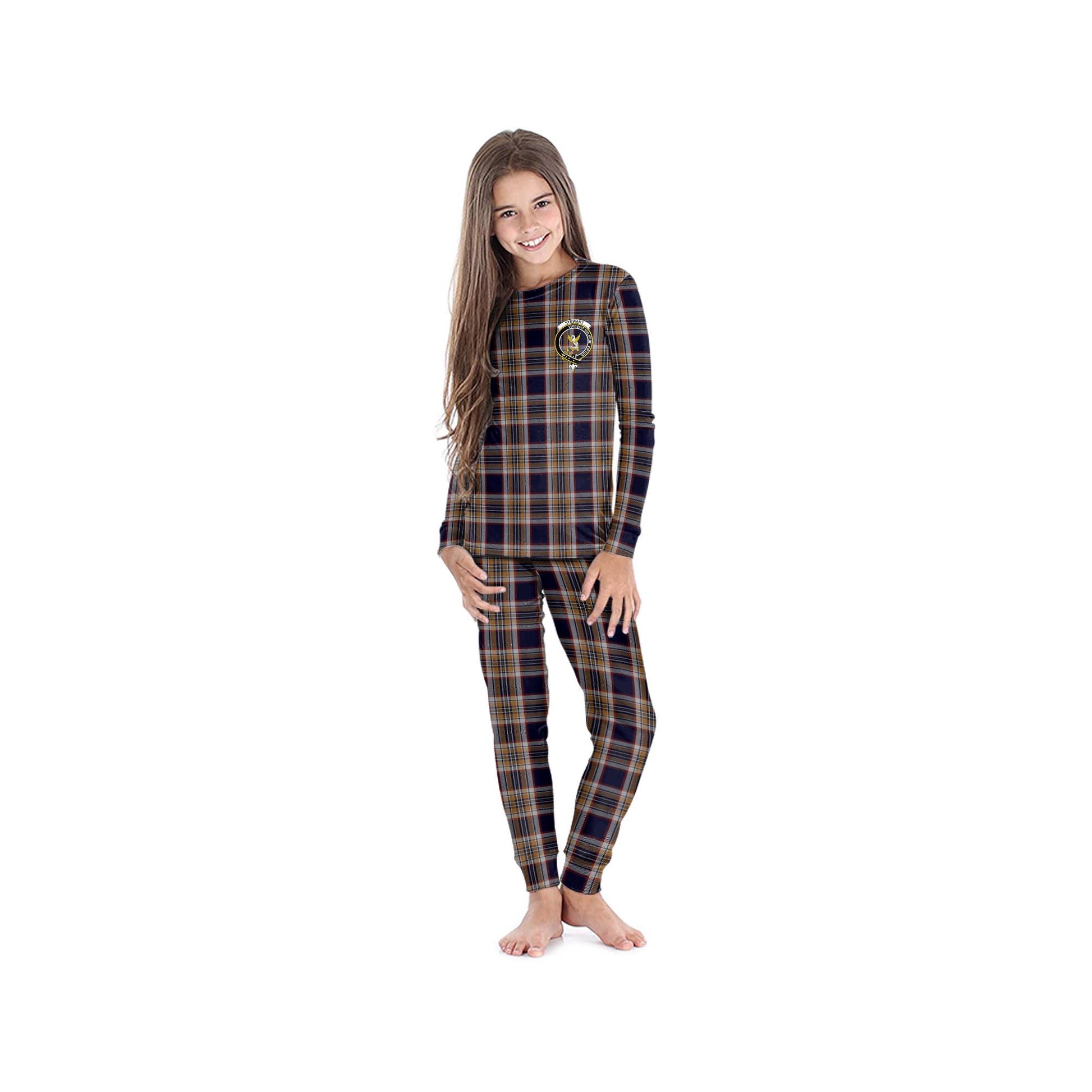 Stewart Navy Tartan Pajamas Family Set with Family Crest - Tartanvibesclothing