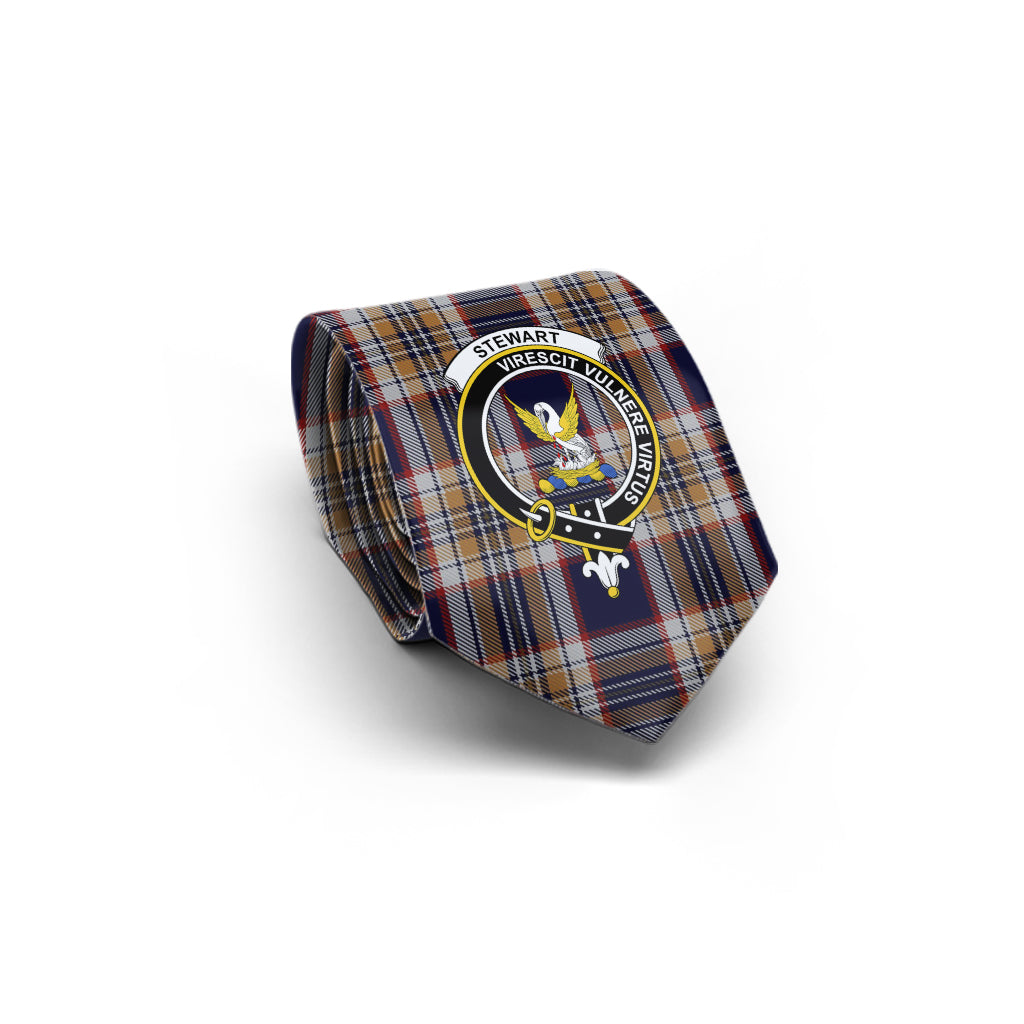 Stewart Navy Tartan Classic Necktie with Family Crest - Tartan Vibes Clothing