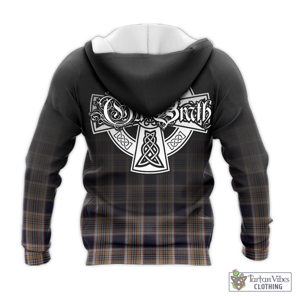 Tartan Vibes Clothing Stewart Navy Tartan Knitted Hoodie Featuring Alba Gu Brath Family Crest Celtic Inspired