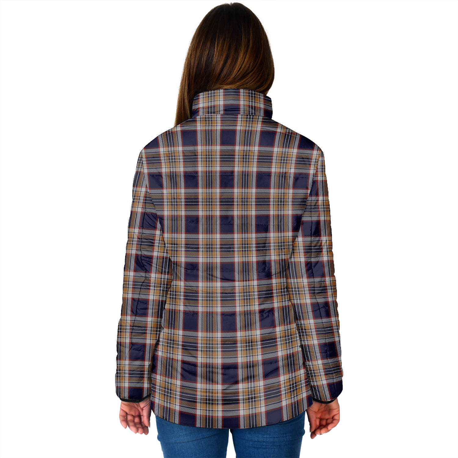 Stewart Navy Tartan Padded Jacket with Family Crest - Tartan Vibes Clothing