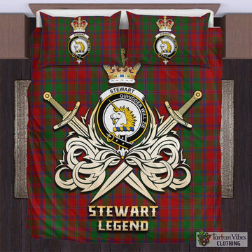 Stewart (Stuart) of Appin Tartan Bedding Set with Clan Crest and the Golden Sword of Courageous Legacy