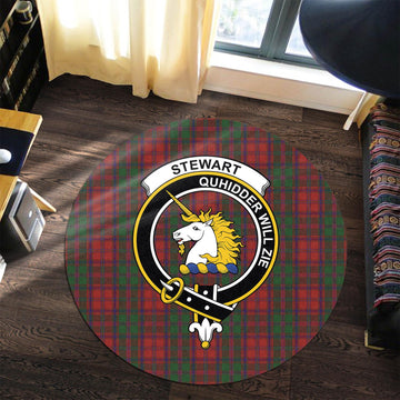 Stewart (Stuart) of Appin Tartan Round Rug with Family Crest