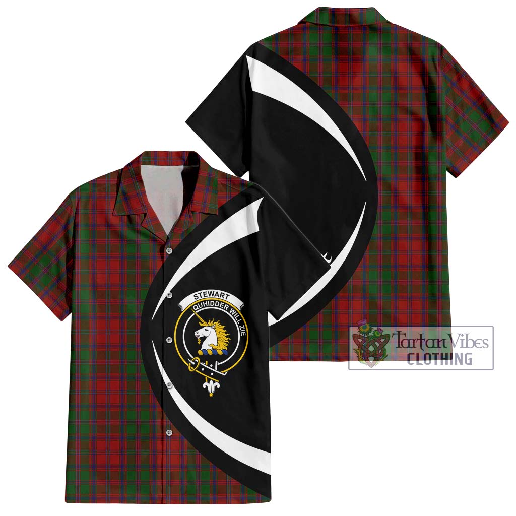 Stewart (Stuart) of Appin Tartan Short Sleeve Button Up with Family Crest Circle Style Kid - Tartan Vibes Clothing