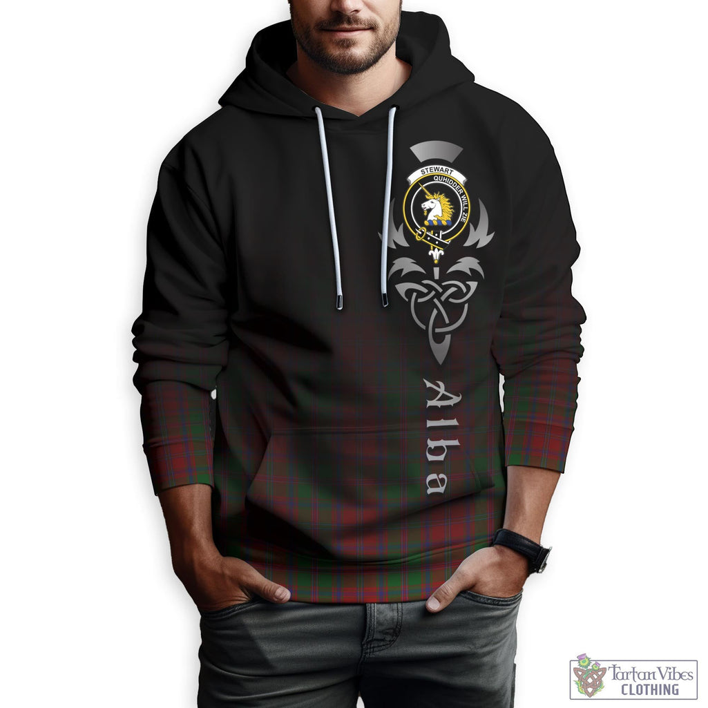 Tartan Vibes Clothing Stewart of Appin Tartan Hoodie Featuring Alba Gu Brath Family Crest Celtic Inspired