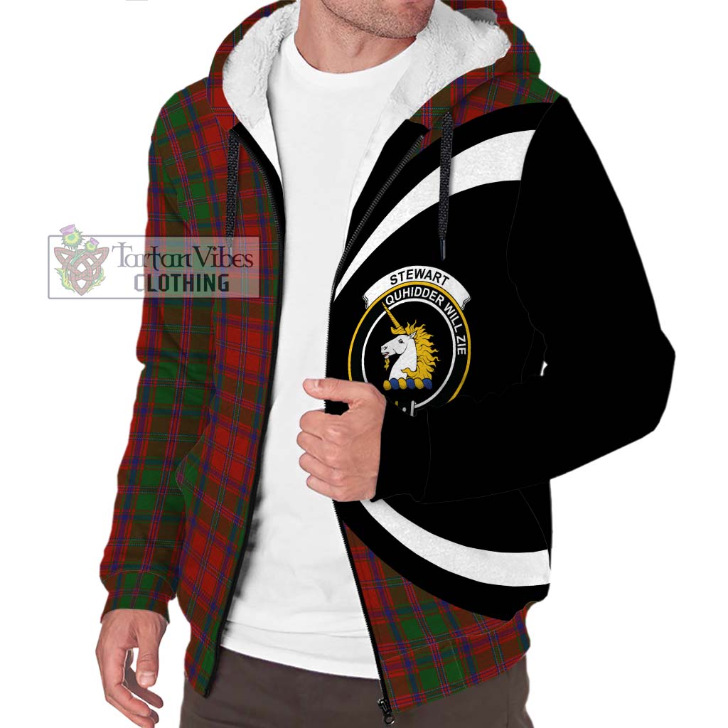 Stewart (Stuart) of Appin Tartan Sherpa Hoodie with Family Crest Circle Style Unisex S - Tartan Vibes Clothing