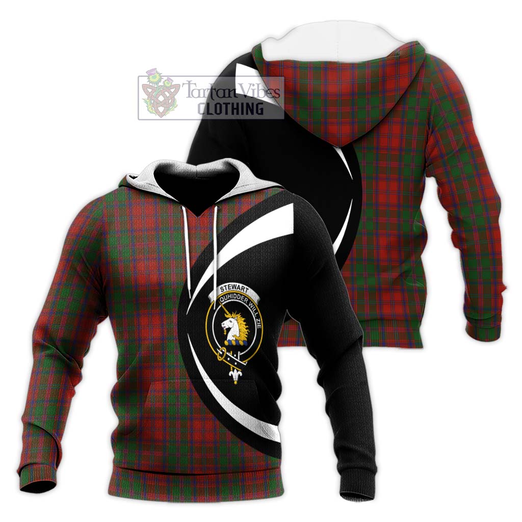 Stewart (Stuart) of Appin Tartan Knitted Hoodie with Family Crest Circle Style Unisex Knitted Pullover Hoodie - Tartan Vibes Clothing