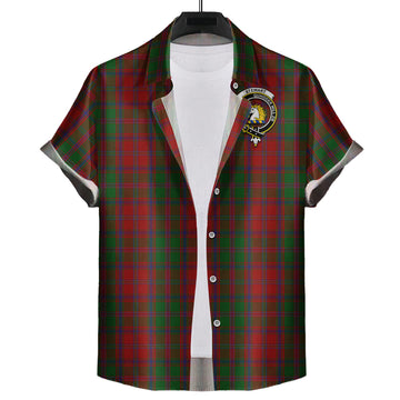 Stewart (Stuart) of Appin Tartan Short Sleeve Button Down Shirt with Family Crest