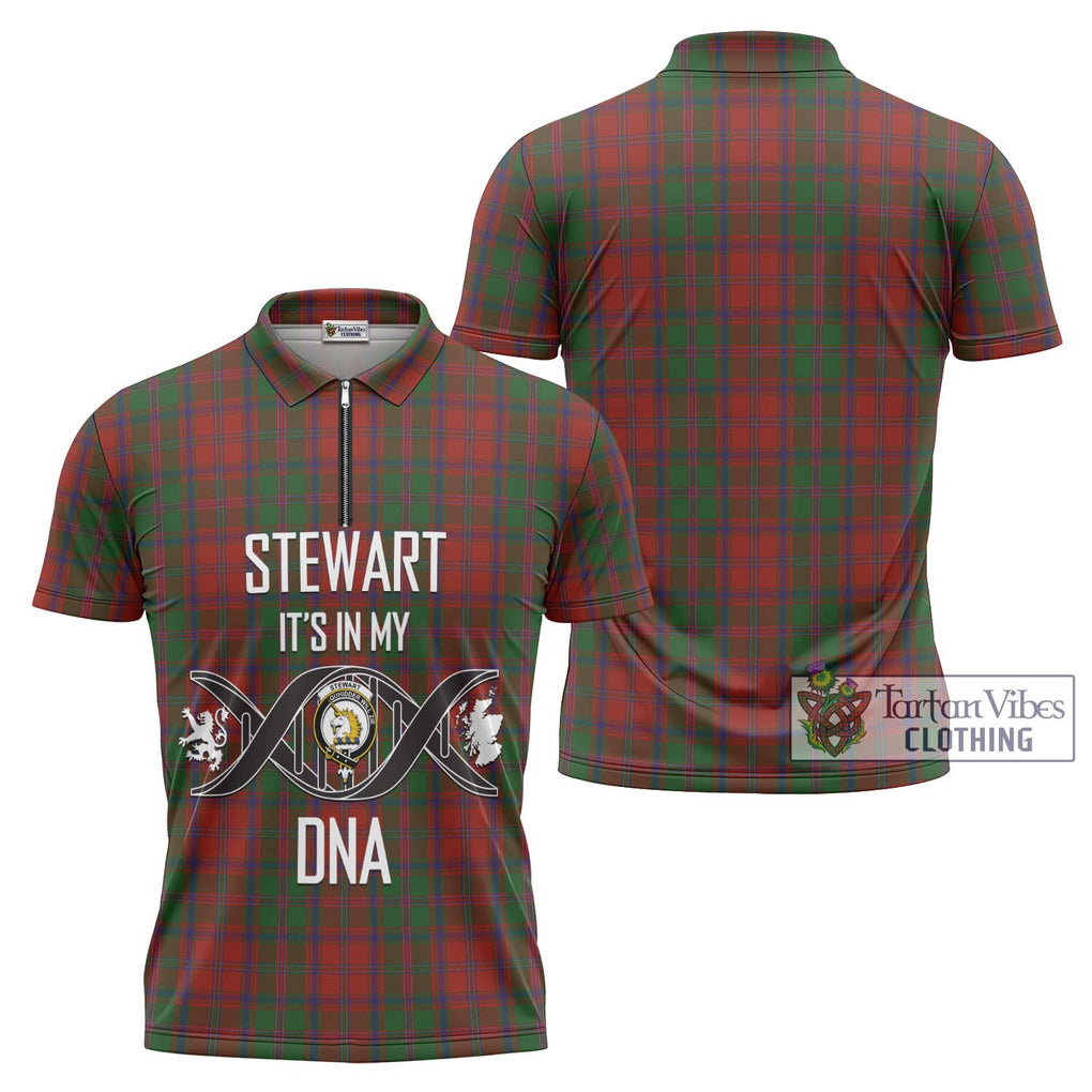 Stewart (Stuart) of Appin Tartan Zipper Polo Shirt with Family Crest DNA In Me Style Unisex - Tartanvibesclothing Shop