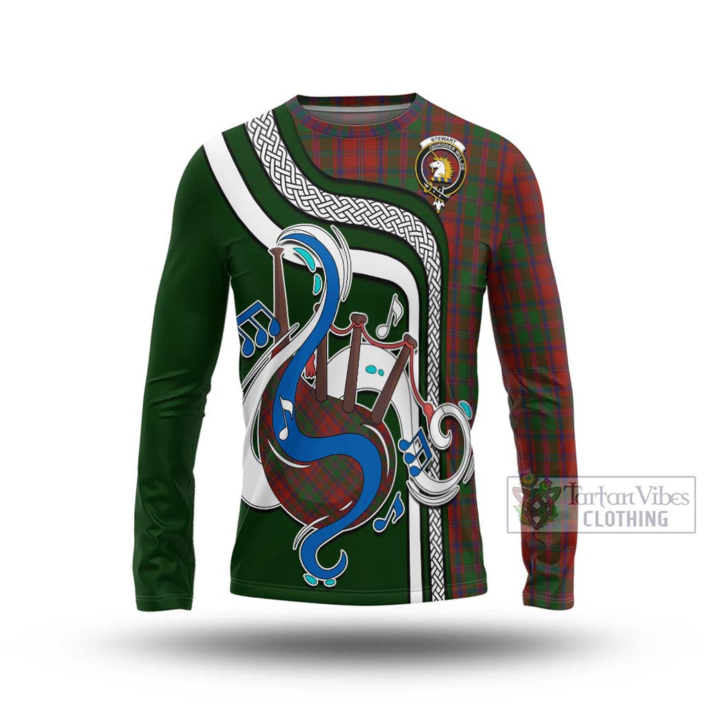 Tartan Vibes Clothing Stewart of Appin Tartan Long Sleeve T-Shirt with Epic Bagpipe Style