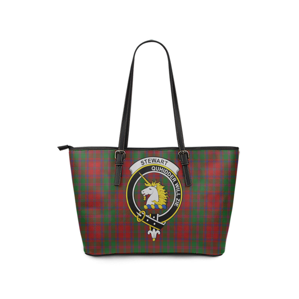 Stewart (Stuart) of Appin Tartan Leather Tote Bag with Family Crest - Tartan Vibes Clothing