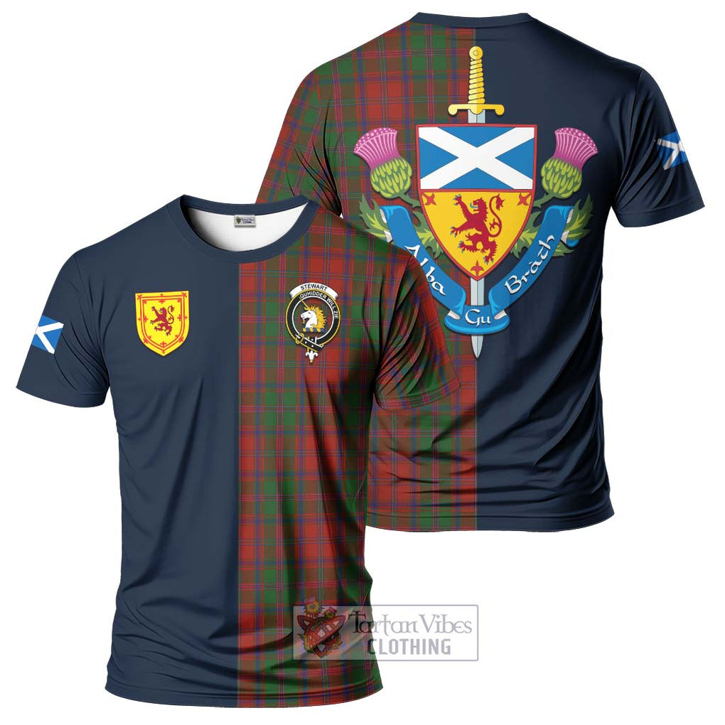 Tartan Vibes Clothing Stewart of Appin Tartan T-Shirt Alba with Scottish Lion Royal Arm Half Style