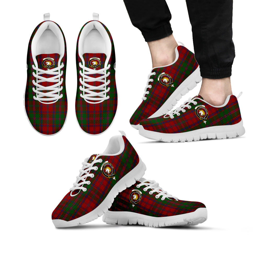 Stewart (Stuart) of Appin Tartan Sneakers with Family Crest Kid's Sneakers - Tartan Vibes Clothing