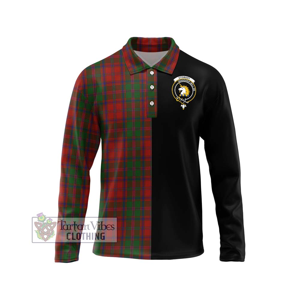 Stewart (Stuart) of Appin Tartan Long Sleeve Polo Shirt with Family Crest and Half Of Me Style Unisex - Tartanvibesclothing Shop