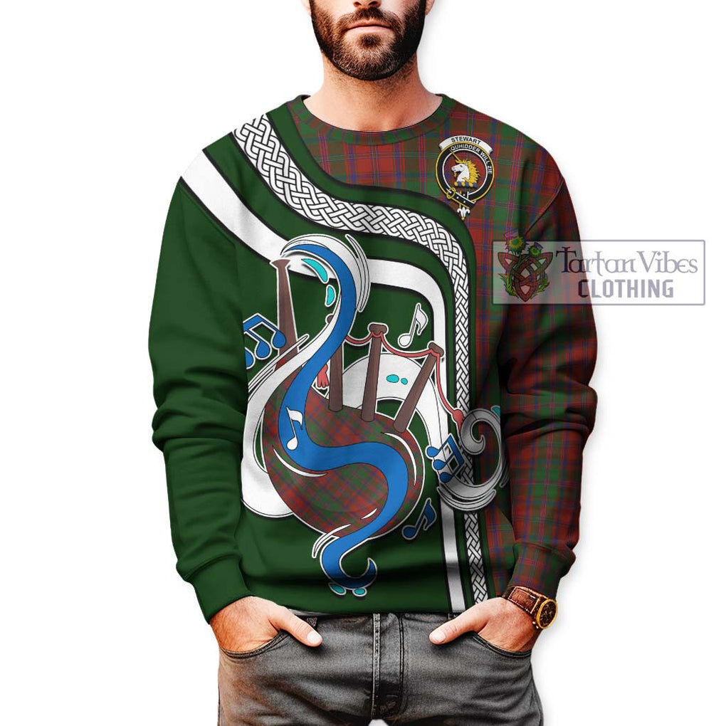 Tartan Vibes Clothing Stewart of Appin Tartan Sweatshirt with Epic Bagpipe Style