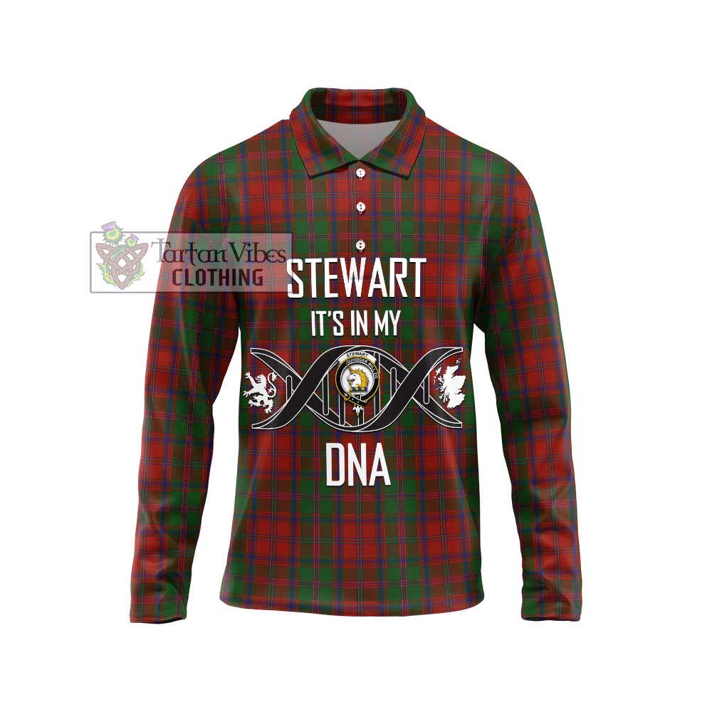 Stewart (Stuart) of Appin Tartan Long Sleeve Polo Shirt with Family Crest DNA In Me Style Unisex - Tartanvibesclothing Shop