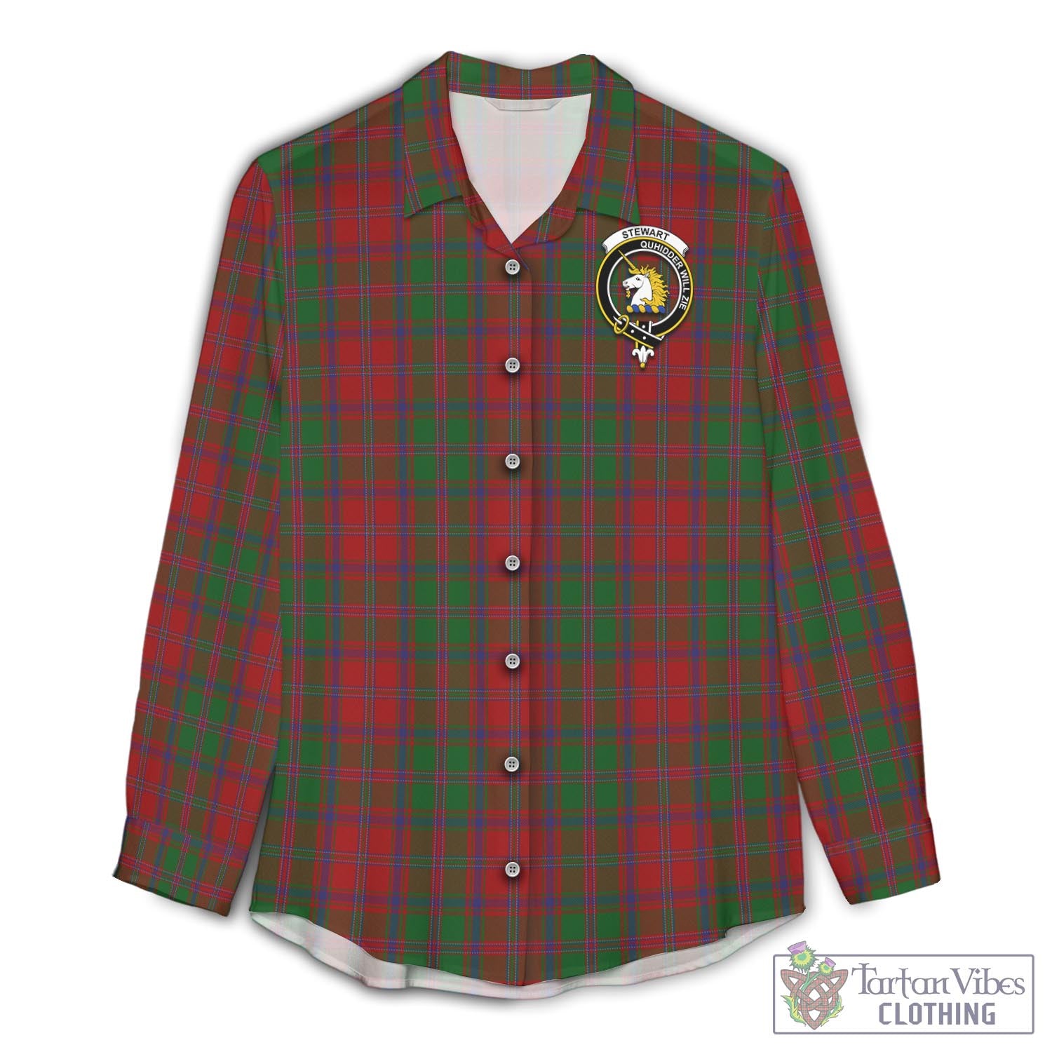 Tartan Vibes Clothing Stewart of Appin Tartan Womens Casual Shirt with Family Crest