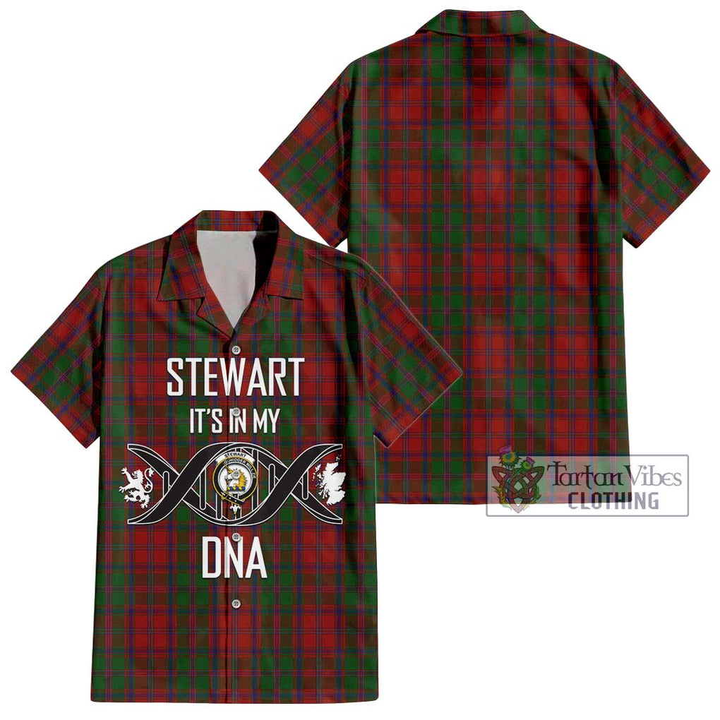 Stewart (Stuart) of Appin Tartan Short Sleeve Button Shirt with Family Crest DNA In Me Style Kid - Tartanvibesclothing Shop