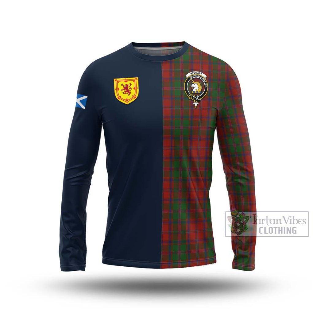 Tartan Vibes Clothing Stewart of Appin Tartan Long Sleeve T-Shirt with Scottish Lion Royal Arm Half Style