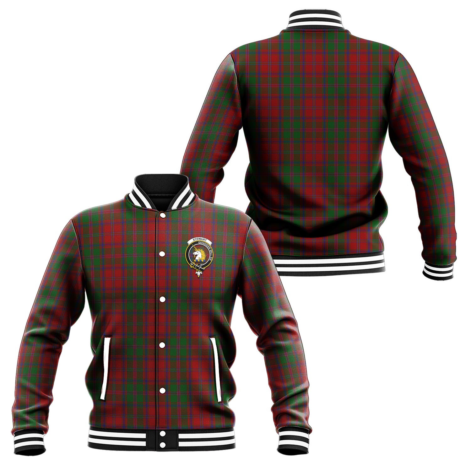 Stewart (Stuart) of Appin Tartan Baseball Jacket with Family Crest Unisex - Tartan Vibes Clothing