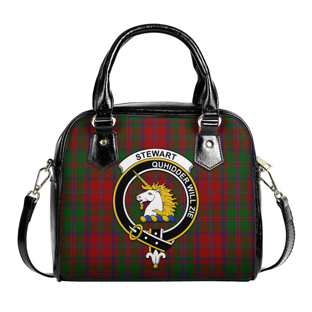 Stewart of Appin Tartan Shoulder Handbags with Family Crest One Size 6*25*22 cm - Tartanvibesclothing