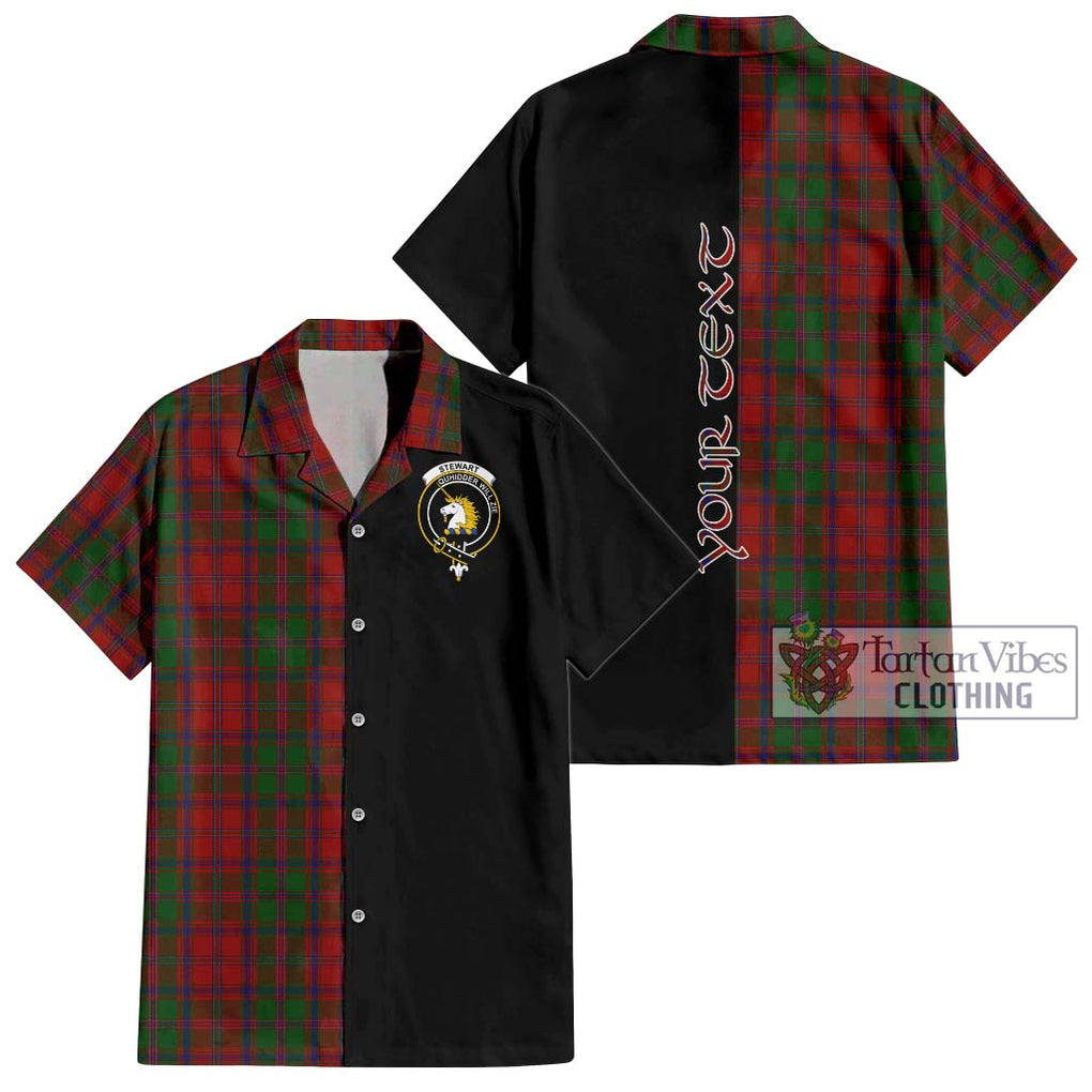 Stewart (Stuart) of Appin Tartan Short Sleeve Button Shirt with Family Crest and Half Of Me Style Kid - Tartanvibesclothing Shop