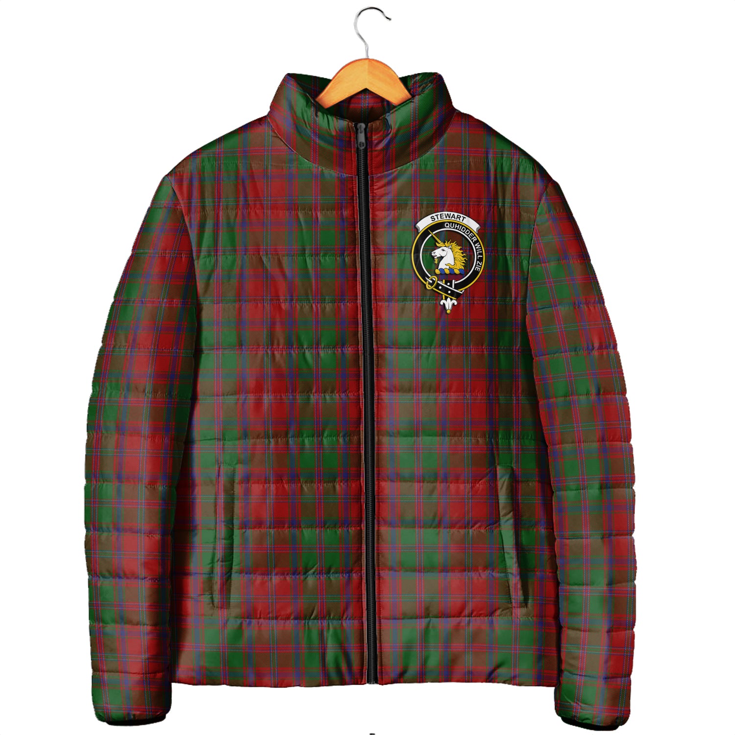 Stewart (Stuart) of Appin Tartan Padded Jacket with Family Crest Men's Padded Jacket - Tartan Vibes Clothing