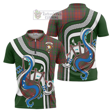 Stewart (Stuart) of Appin Tartan Zipper Polo Shirt with Epic Bagpipe Style