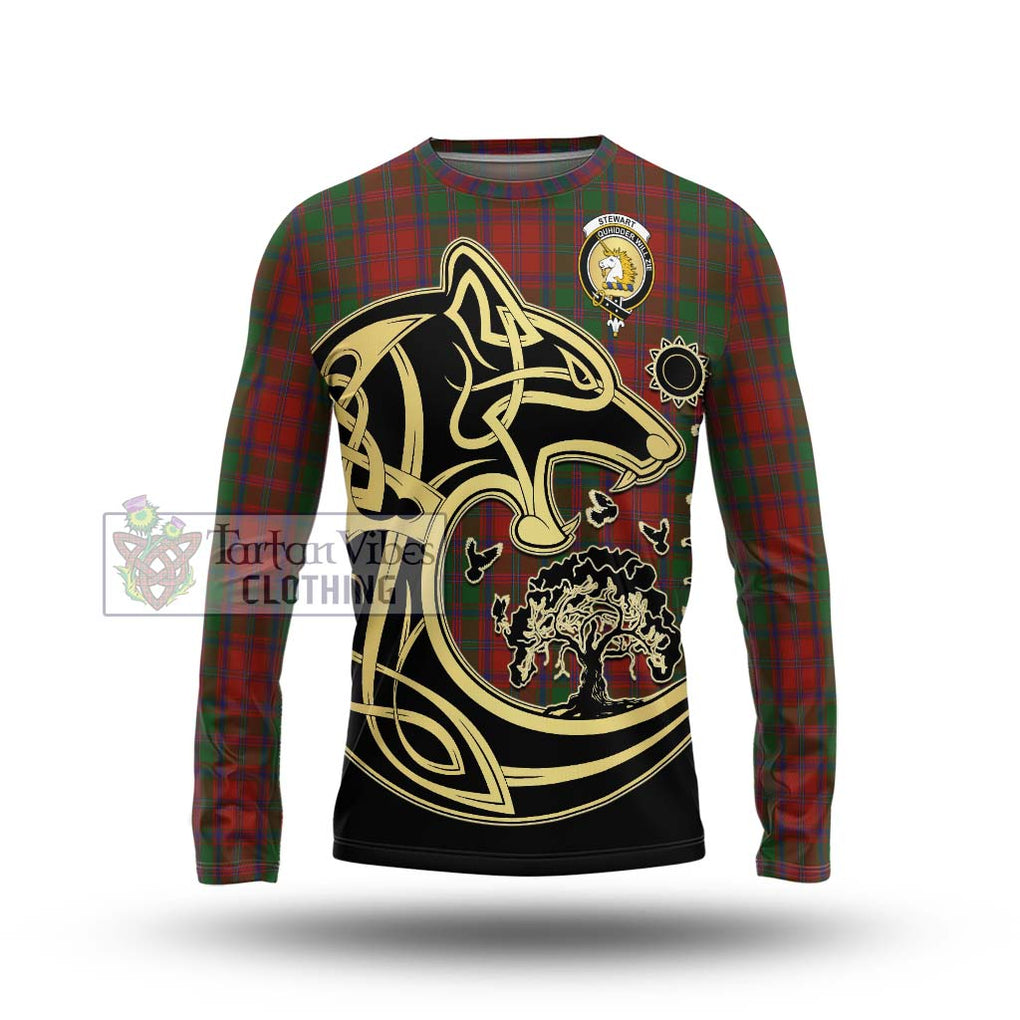 Stewart (Stuart) of Appin Tartan Long Sleeve T-Shirt with Family Crest Celtic Wolf Style Unisex - Tartan Vibes Clothing