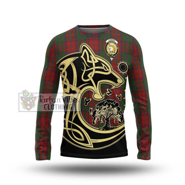 Stewart (Stuart) of Appin Tartan Long Sleeve T-Shirt with Family Crest Celtic Wolf Style