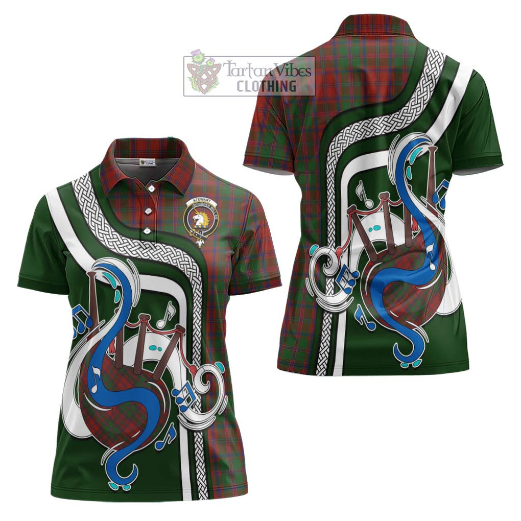 Stewart (Stuart) of Appin Tartan Women's Polo Shirt with Epic Bagpipe Style Women - Tartanvibesclothing Shop