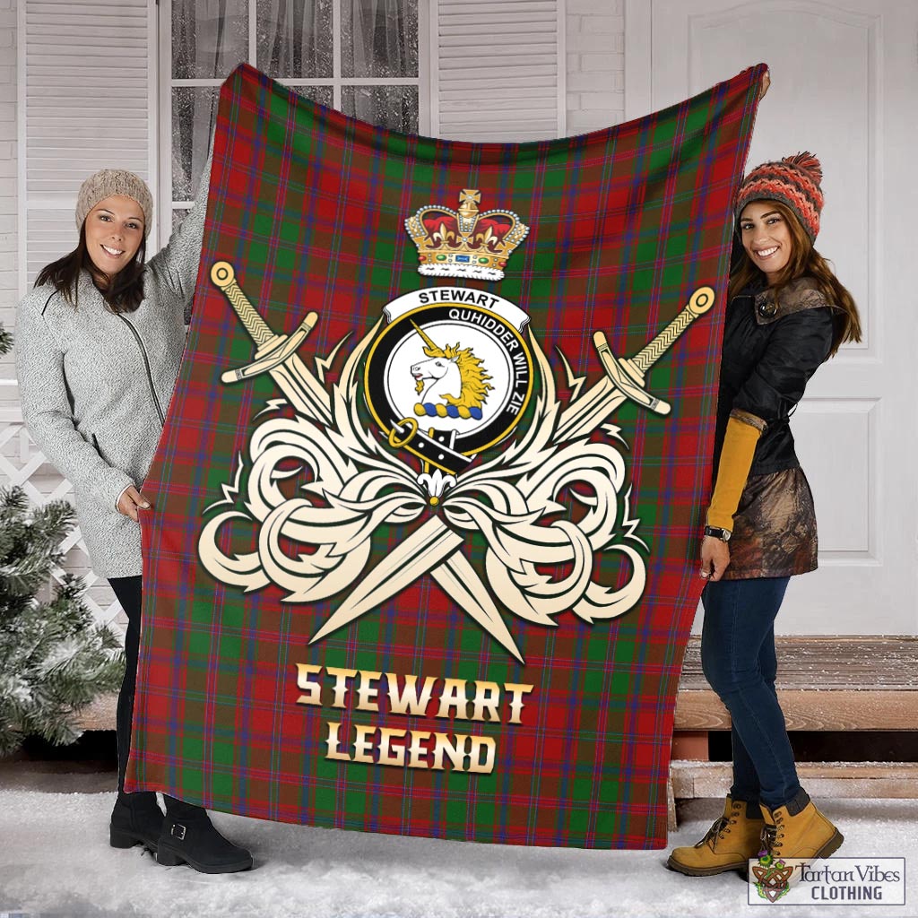 Tartan Vibes Clothing Stewart of Appin Tartan Blanket with Clan Crest and the Golden Sword of Courageous Legacy