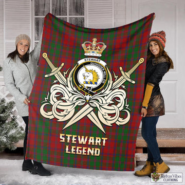 Stewart (Stuart) of Appin Tartan Blanket with Clan Crest and the Golden Sword of Courageous Legacy